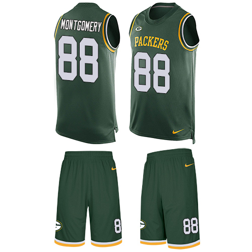 Men's Limited Ty Montgomery Nike Jersey Green - #88 Tank Top Suit NFL Green Bay Packers